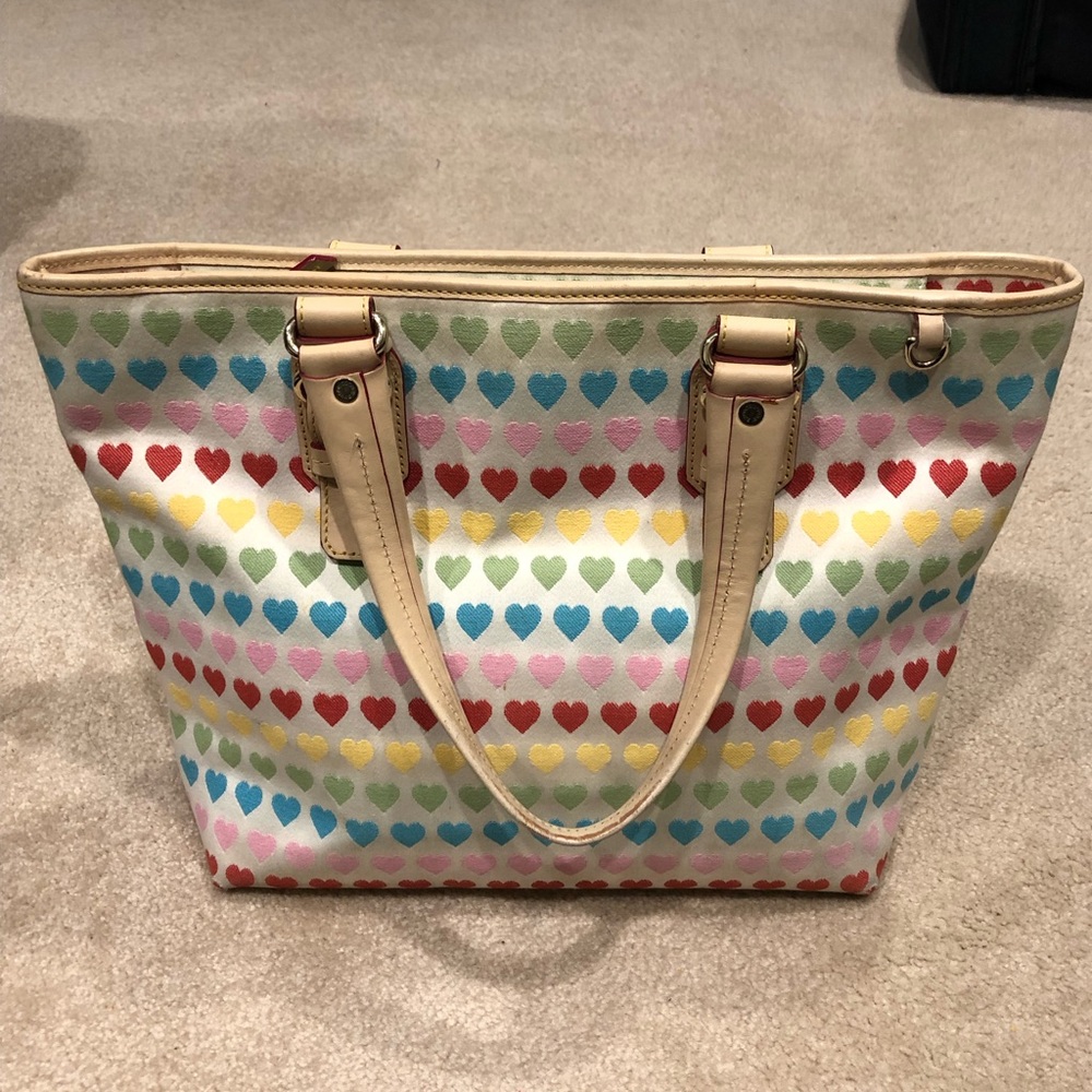 Dooney and Bourke | Rainbow Hearts Collection Nicoletta Tote with Leather Trim